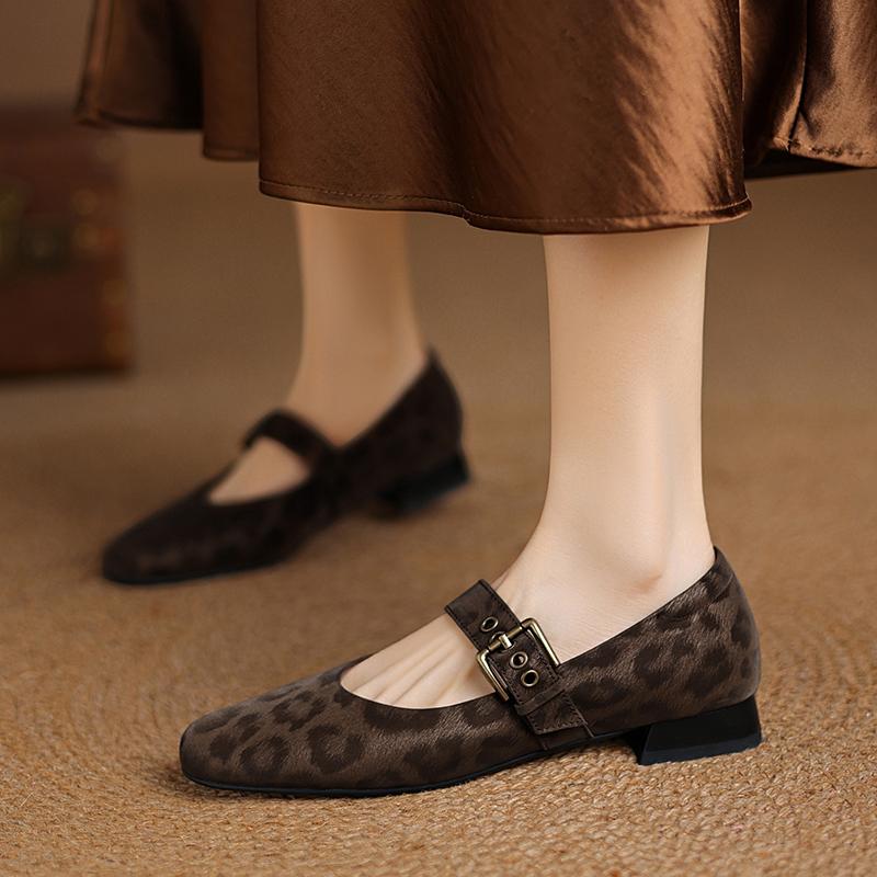 

Fashion 2025 New Spring Women Pumps Round Toe Low Heel Shoes Genuine Leather Women Shoes Concise Ladies Mary Janes Shoes Brown Big Size 34