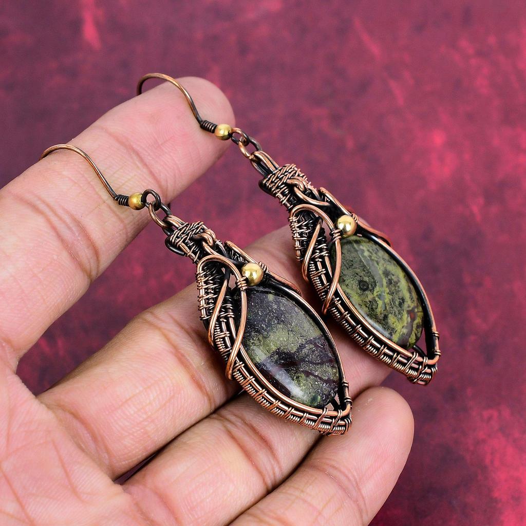 Drachenblutstein Ohrring Kupferdraht umwickelt Edelstein Ohrring Neuestes Design Schmuck Handgefertigte Ohrringe Kupferdraht Schmuck Verlobungsgeschenke