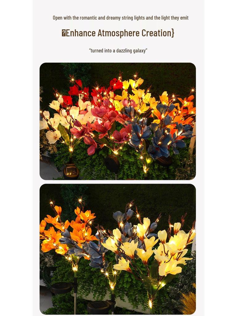 Solar Magnolia Landscape Lights: Outdoor Waterproof Decorative Lights for Courtyard, Lawn, and Holiday Atmosphere.