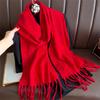 New Embossed Cashmere Women's Winter Scarf Warm Chunky Shawl Luxury Designer Tassels Pashmina Bufanda Lady Wrap Man Scarves