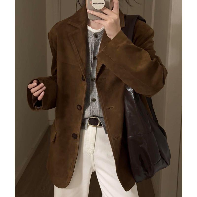 

Brown Suit Outwear Women s 2025 Spring & Fall New Arrival Retro Maillard Small Casual Fancy Profile Suit Brown(High quality) XS