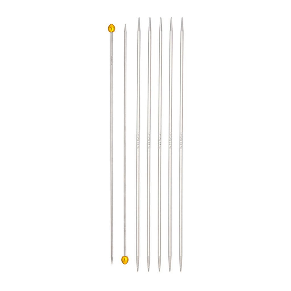 5Pcs Stainless Steel Double Pointed Knitting Needle with 2 Straight Single Pointed Knitting Needle for Beginner Knitting