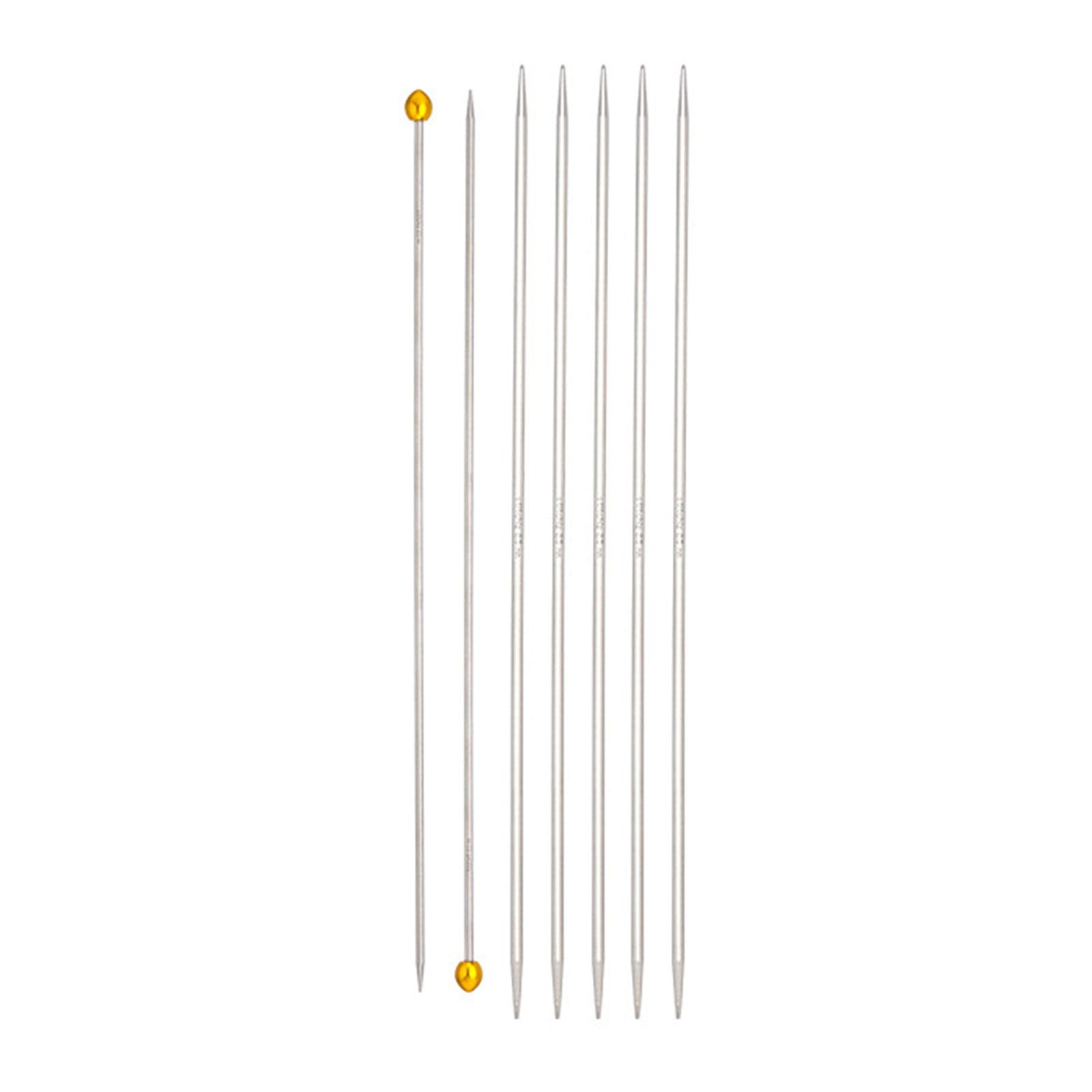 

5Pcs Stainless Steel Double Pointed Knitting Needle with 2 Straight Single Pointed Knitting Needle for Beginner Knitting