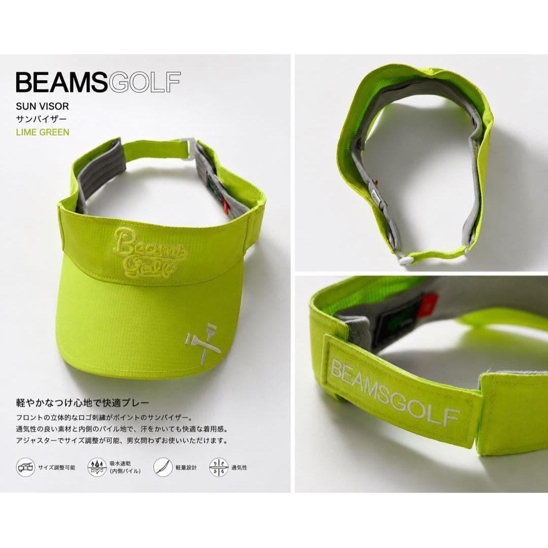 Used BEAMS GOLF sun visor lime green size M