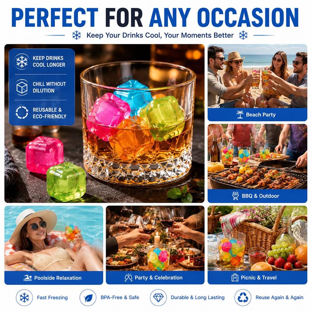 12 ks/sada Whisky Opakovaně použitelné ledové kostky Letní Odolné proti opotřebení Rocks Whisky Kostky Plastové Příslušenství