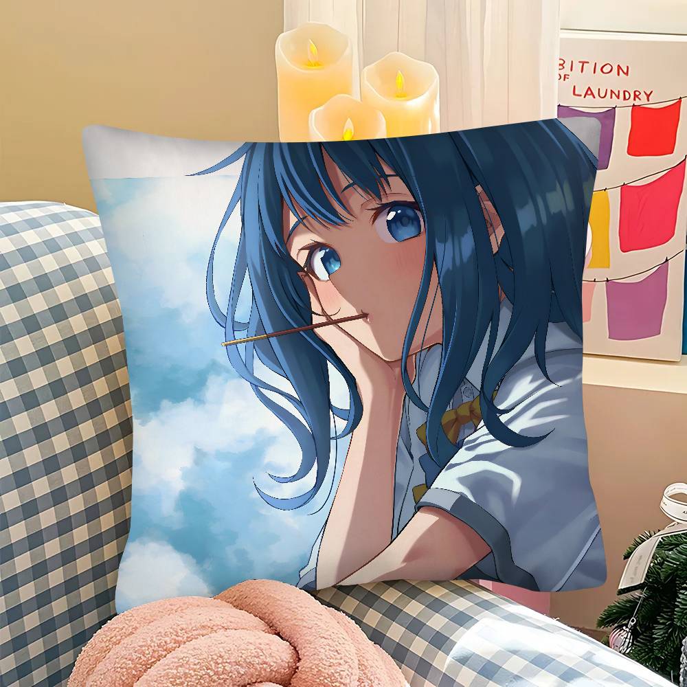 Yanami Anna Too Many Losing Heroines Anime Pillow Case Square Pillow Bedroom Sofa Leisure Comfort Cushion Car  Home Decoration