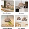 Farmhouse Style Rattan Lamp Geometric Shade Light Covers Chandelier Hanging Wicker Woven Fixture Decor for Living Room Bedroom