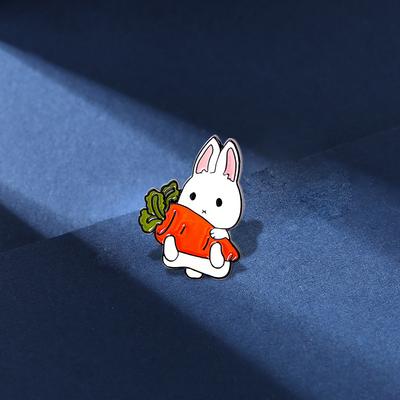 Cute Little White Rabbit Shape Badge Jewelry, Creative Cartoon Rabbit Series Shape, Paint Alloy Accessories Brooch