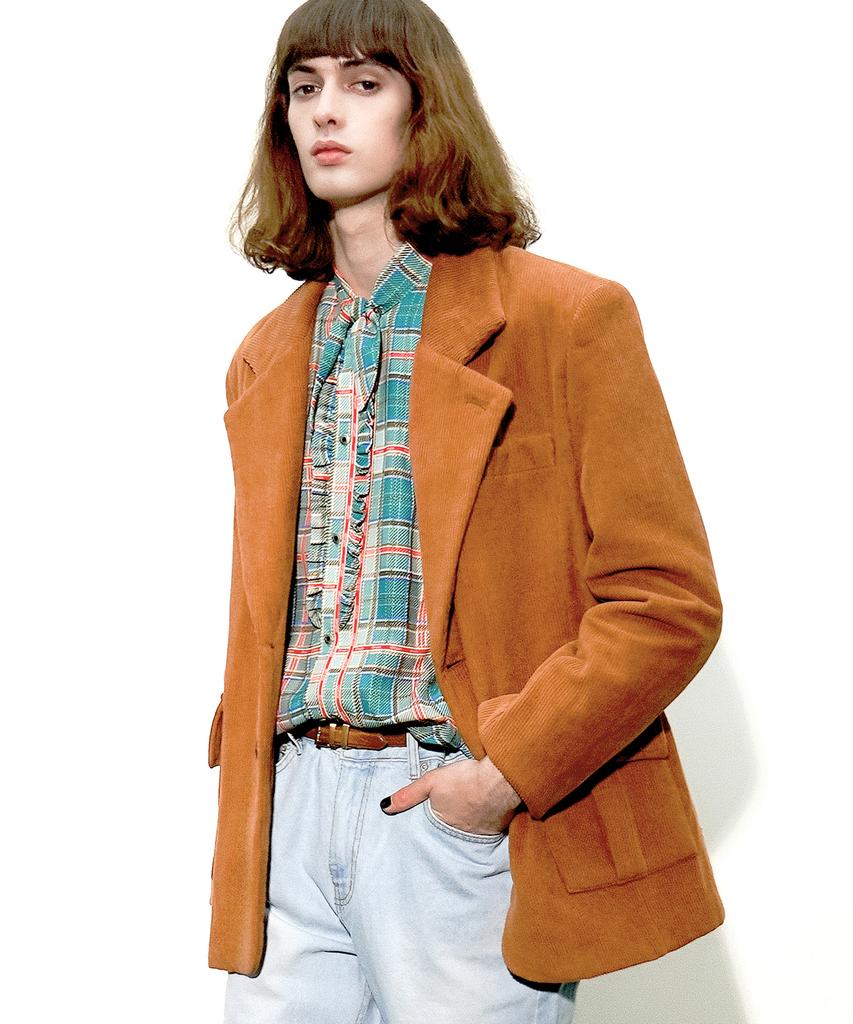Untage Cotton Corduroy Blazer [Brown(Unisex)]_Uto-Fb92