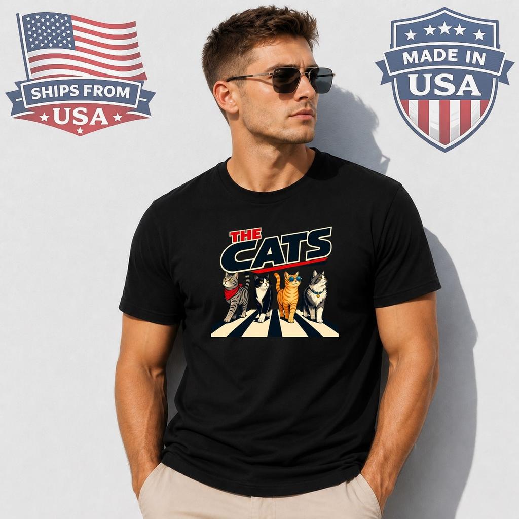 Four Cats Crosswalk Graphic T-Shirt