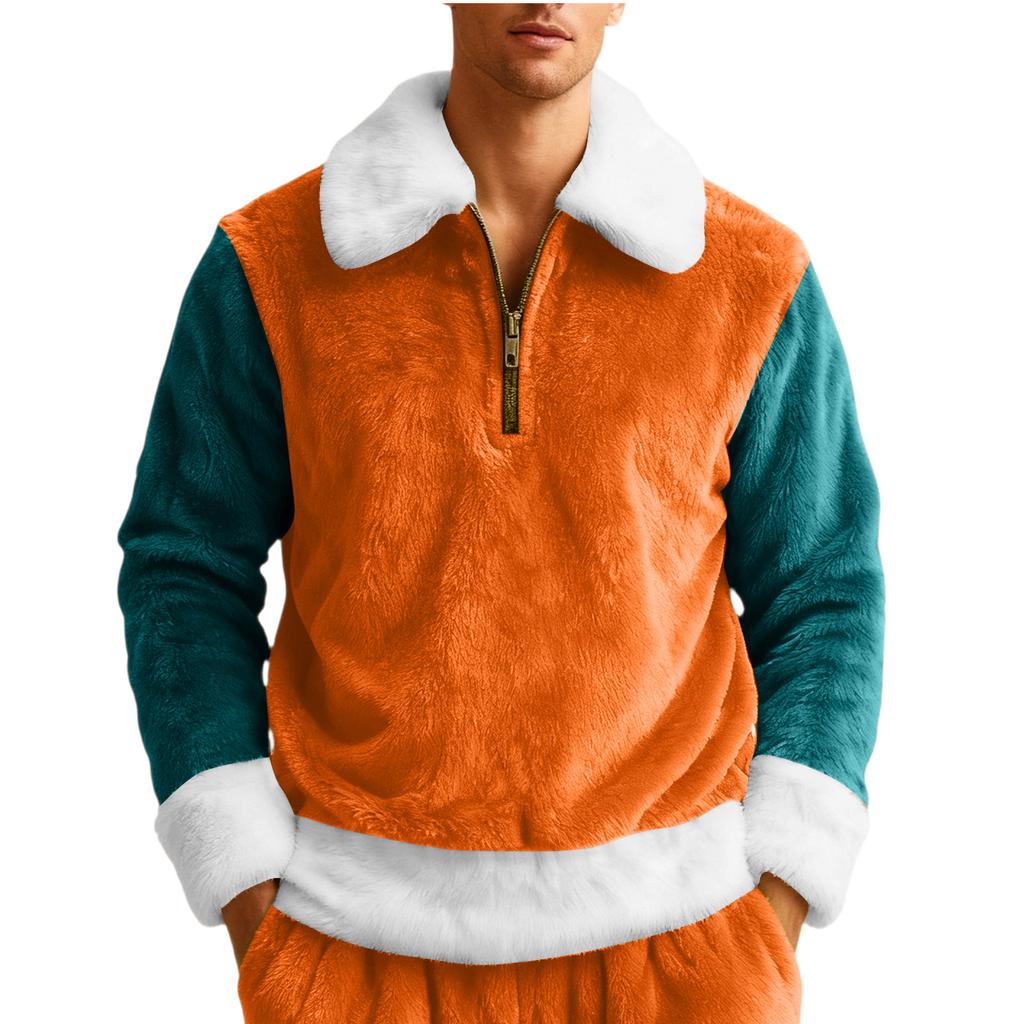 Herren Freizeit Halber Reißverschluss Umlegekragen Kapuzenpullover
