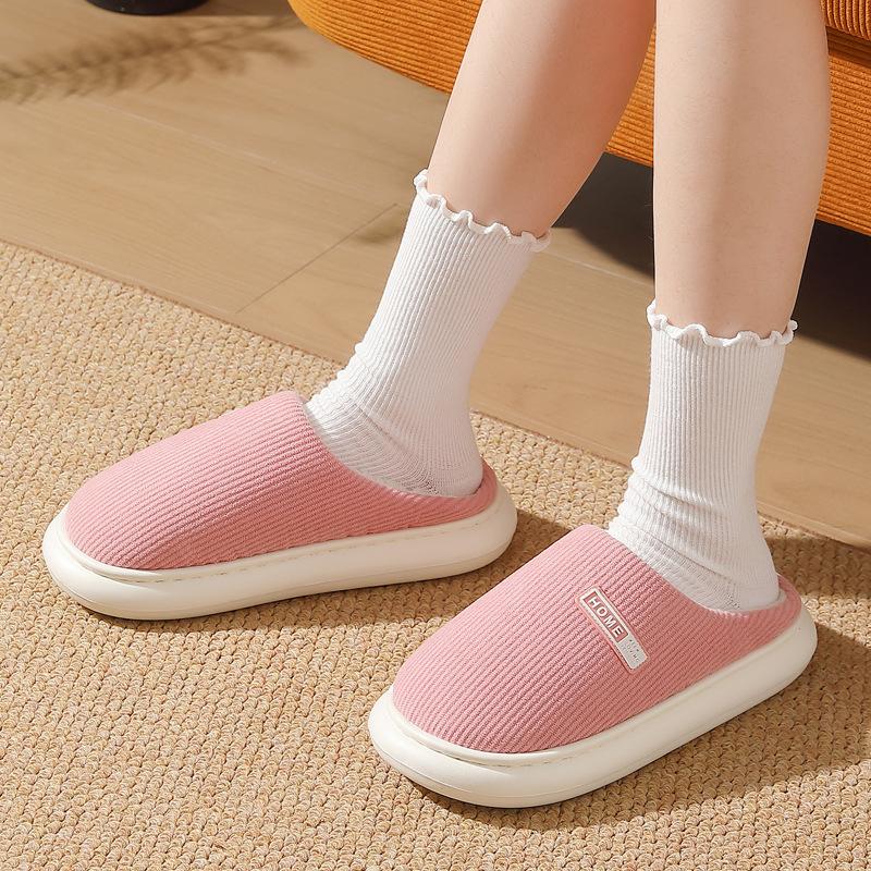 Home cotton slippers winter indoor household plush warm non-slip bedroom winter cotton mop winter
