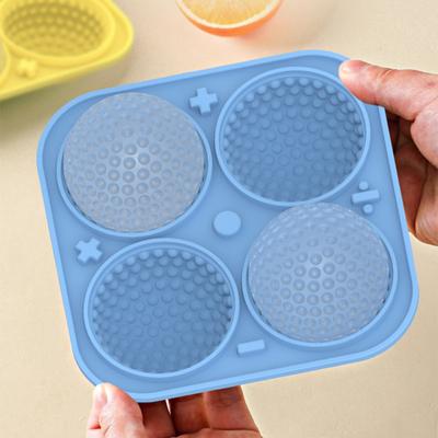 Golf Ball Ice Cube Tray 4-Cavity Silicone Mold with Funnel for Large Sphere Ice Easy-Release Leak-Proof