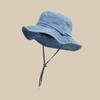 Retro Washed Cotton Denim Bucket Hat - Unisex Fisherman Cap For Women/Men, Spring/Autumn Sunshade With Vintage Distressed New