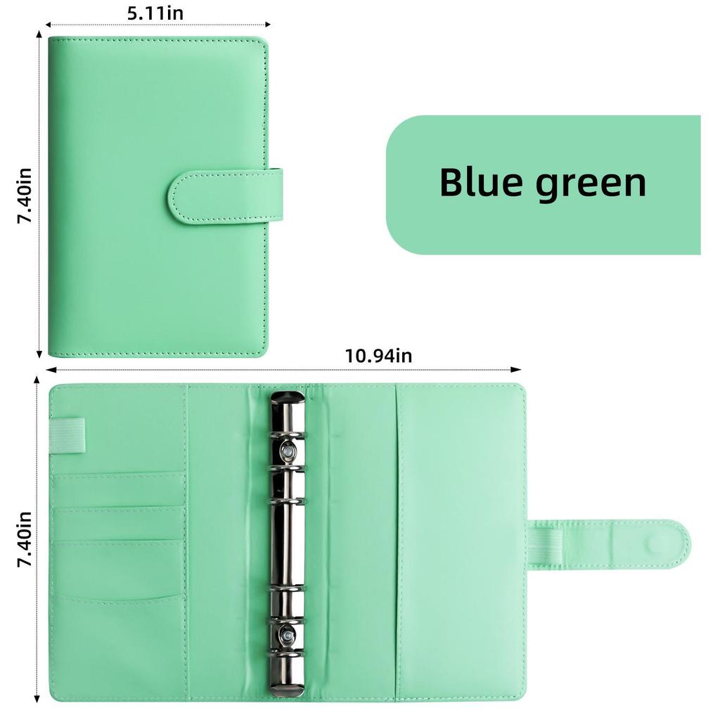 A6 Macaron PU Leather Zipper Budget Notebook with Detachable Loose-Leaf Pages