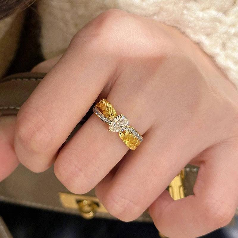 Classic Copper Alloy Zircon Ring Ladies Jewelry Wedding Promise Party Gift