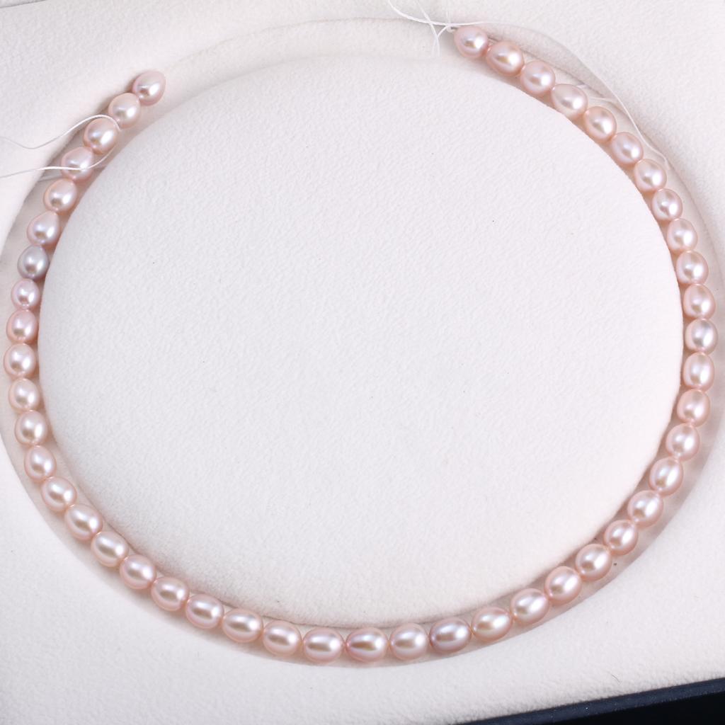 1String, AAA Natural Freshwater Rice Shape Pearl, 7-7.5mm Loose Spacer Pearl Beads for Jewelry Making DIY Holiday Gift, Women's Crafts, 36cm