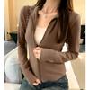 Small Stand-up Collar Zipper Sweatshirt Jacket Autumn and Winter Long-sleeved Right Shoulder Tight-fitting Inner German Velvet Warm Cardigan Top