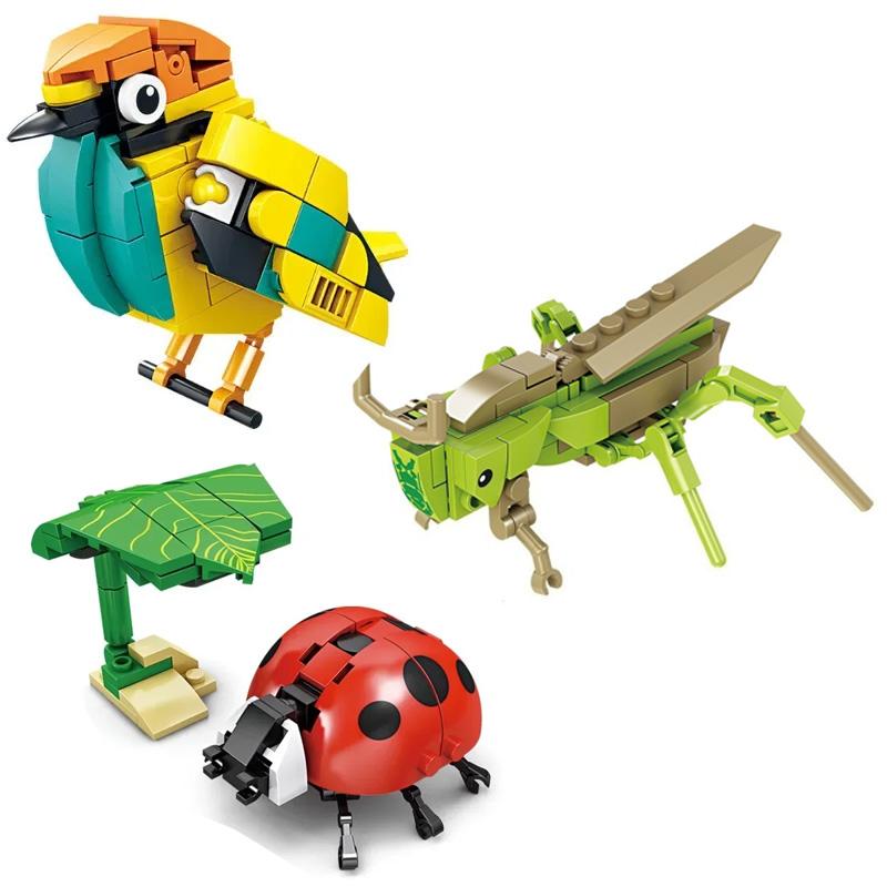 Creative Building Blocks Insect Model Bee Dragonfly Ant Mantis Children'S Assembled Toys Interesting Animal Ornaments Gifts Kids