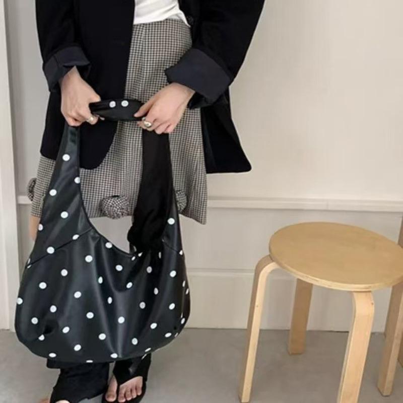 Tote bag women's spring and summer new niche retro polka dot large-capacity tote bag shoulder bag