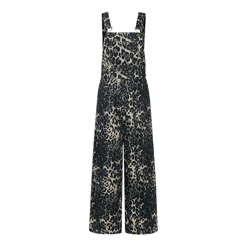 ZANZEA Women Casual Leopard Print Loose Sleeveless Straps Overalls Jumpsuits