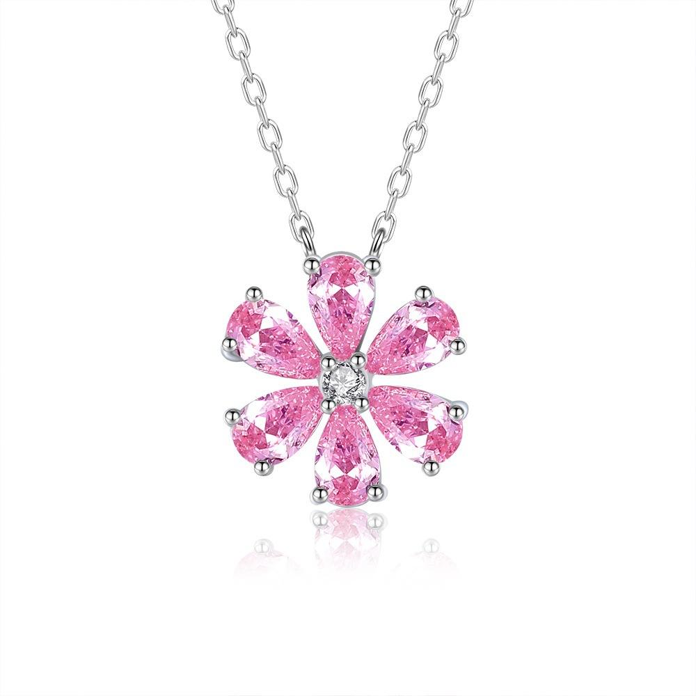 Silver Jewelry Maker Direct Sales 925 Sterling Silver Water Drop Petal Pendant Sweater Chain Flower Necklace for Women