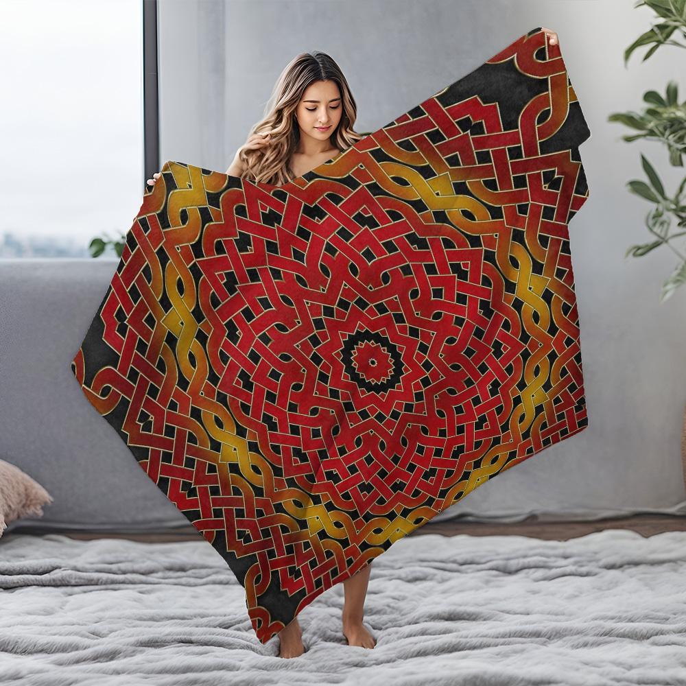 Bohemian geometric patterns Flannel printed blanket suitable for all seasons suitable for living room office sofa and travel