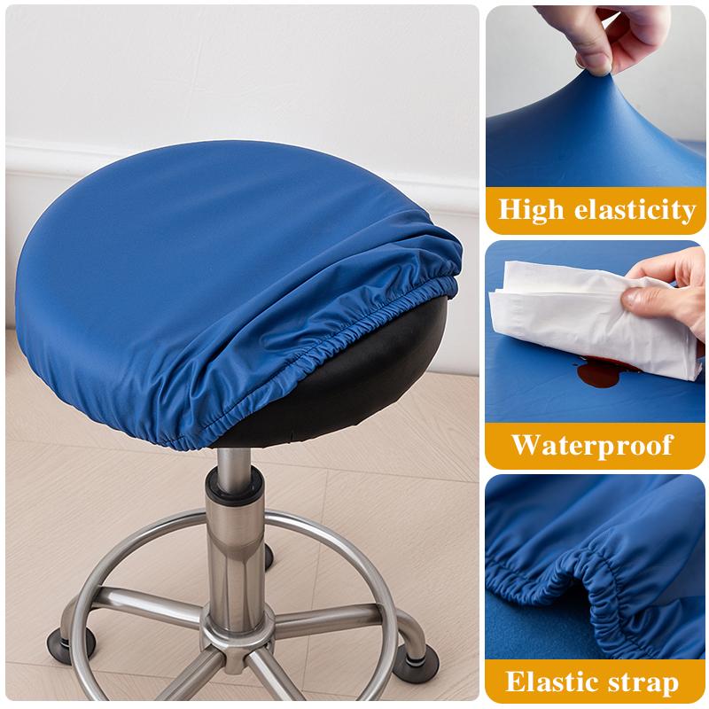 

Водонепроницаемый чехол для барного стула из ПУ, круглый чехол на подушку сиденья, эластичные чехлы на стул с нескользящим дном для бара, кухни, столовой