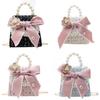 Adorable Pearl Mini Handbag For Kids Fashionable Winter Bow Decorated Coin Purse