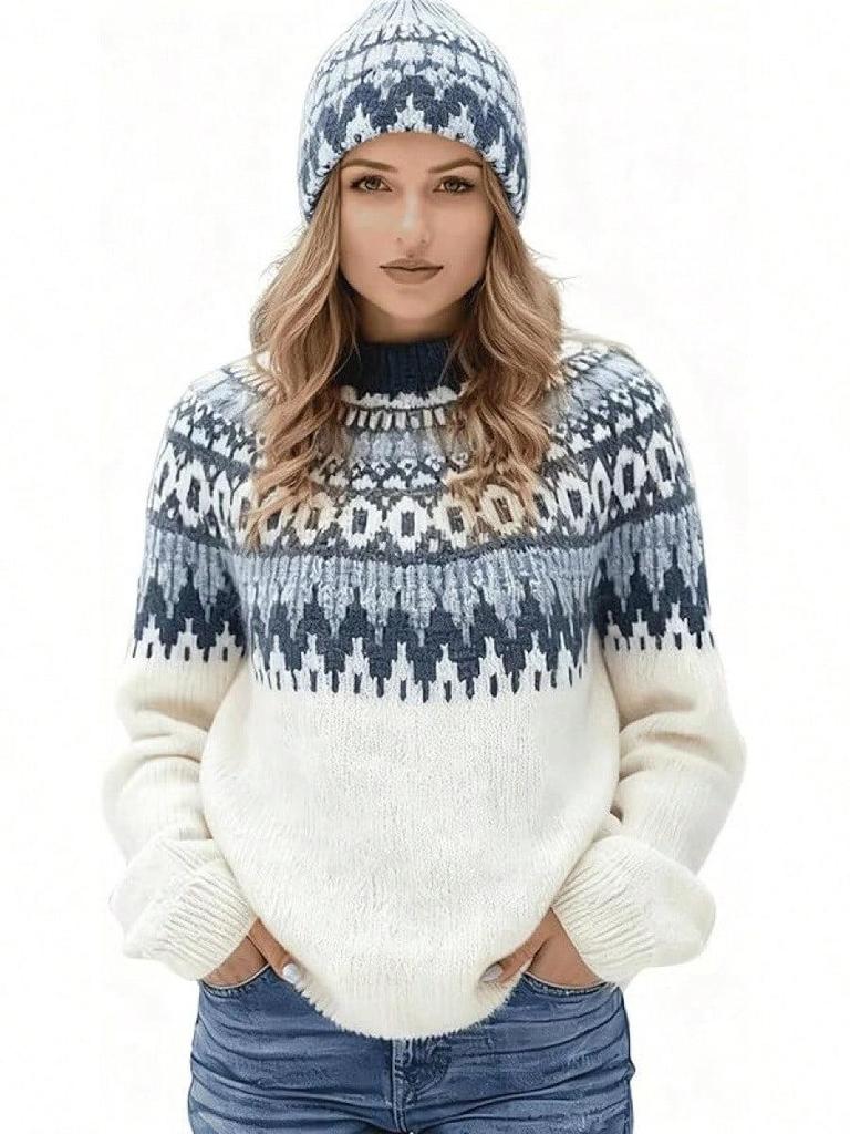 Independent Station 2026 Women's Trendy Loose Color Block Knit Sweaters