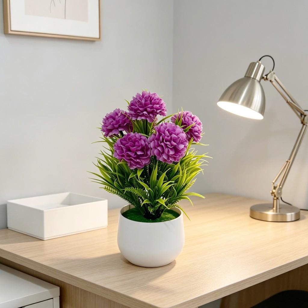 Spring Grass Artificial Flower Garden Decor With Plastic Chrysanthemum For Home And Outdoor Use
