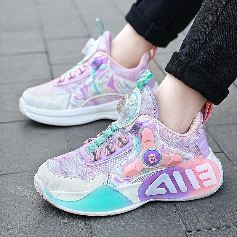 Children's Basketball Shoes Sports Shoes 2025 New Boys' Shoes Leather Surface Breathable Warm Non-slip Shoes Comfortable and Versatile