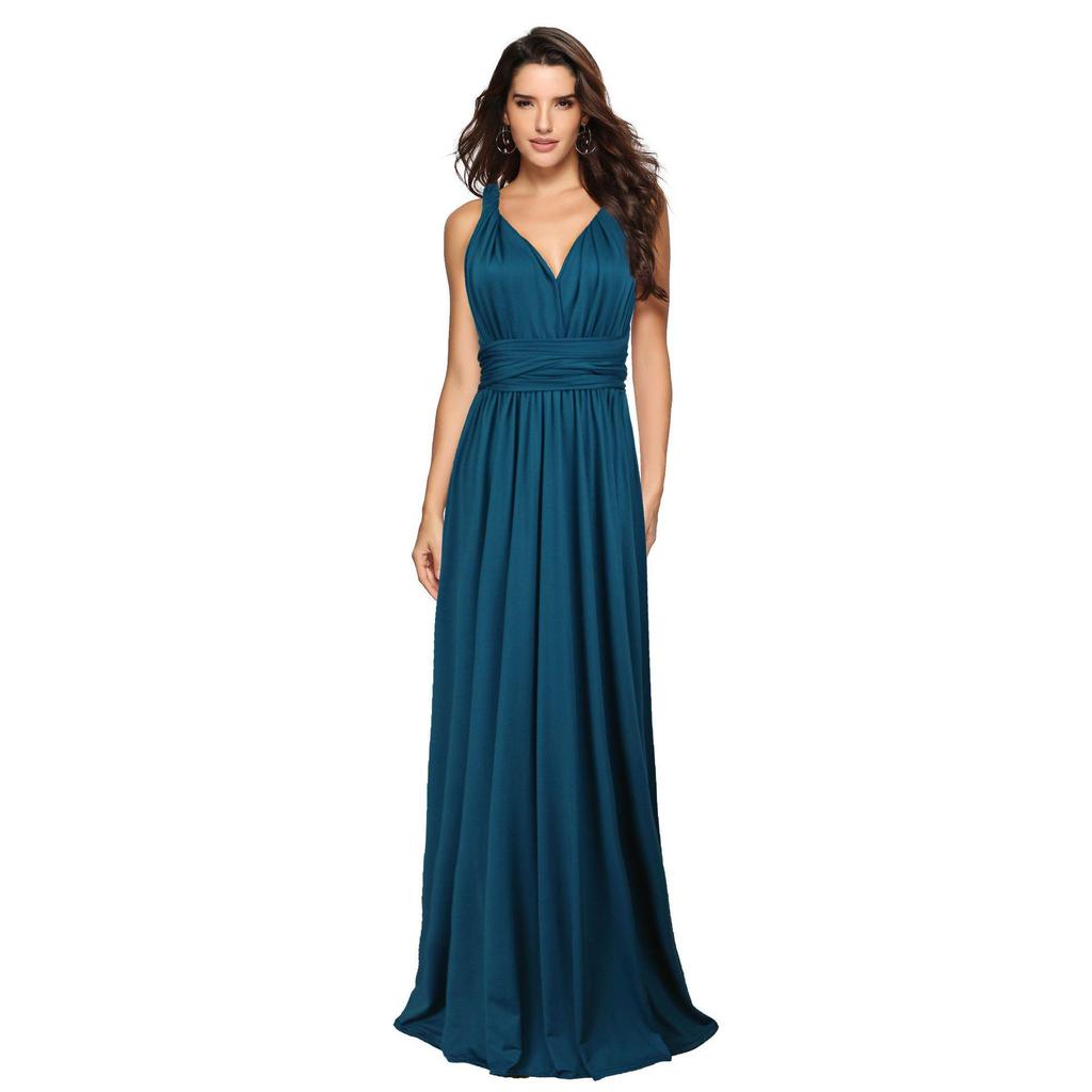 Sexy rückenfreies Modefrauen-langes Kleid ärmelloses lässiges Party-Abendkleid
