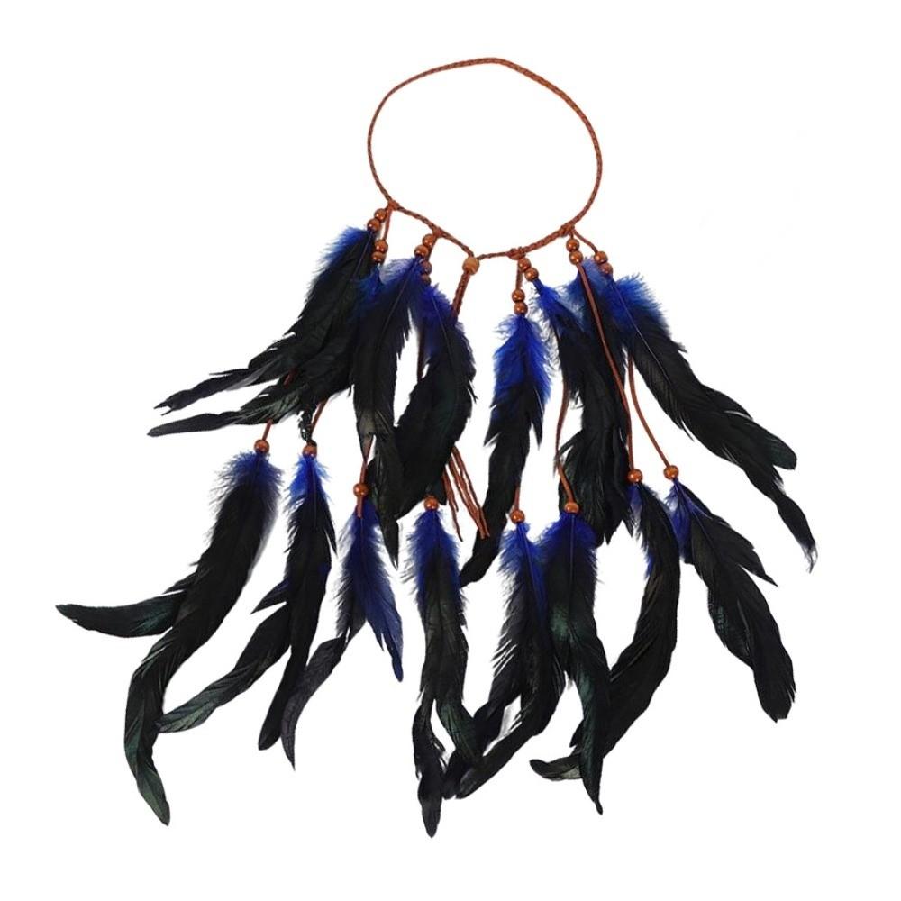 

Wood Beads Indian Tribal Headband Boho Chic Bohemian Headband Ethnic Headdress Festive Party темно-синього кольору