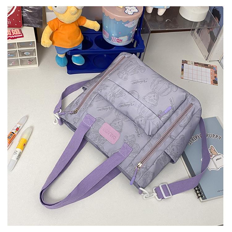 2025 new large-capacity commuter shoulder bag bear retro tote bag student class tutoring bag messenger bag bag