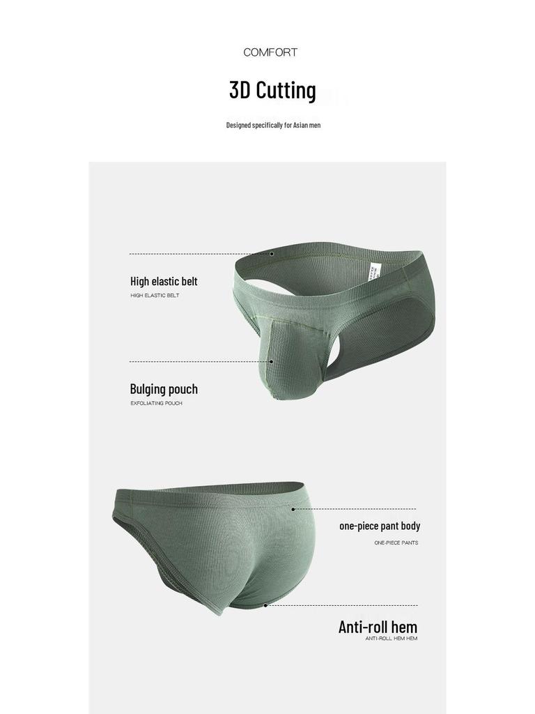 Low-Waist Men's Breathable Briefs with Bulge Pouch and Loose Waistband
