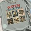T-shirt Collezionista di Orologi, Maglietta Grafica con Orologio Vintage per Appassionati di Orologeria