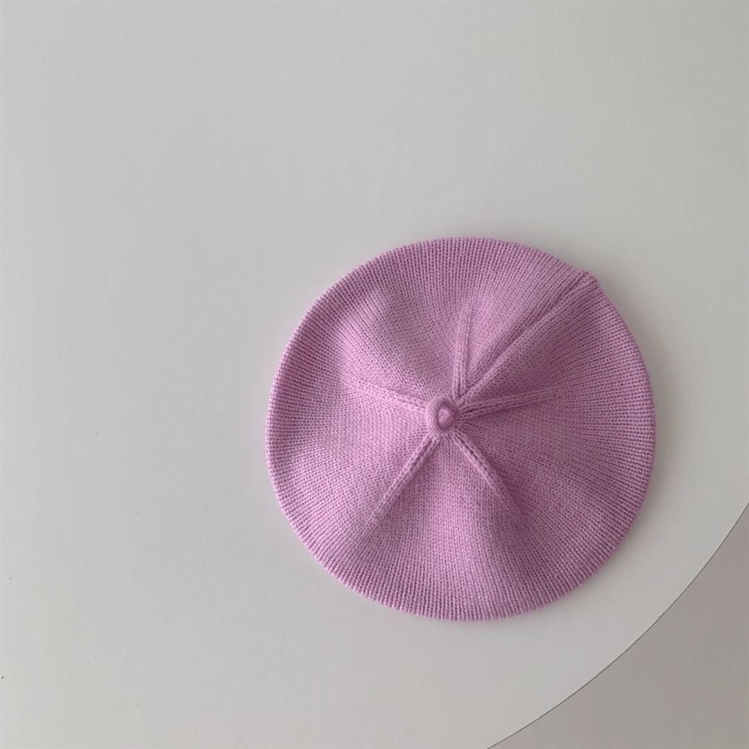 

Модный вязаный берет Детские шапки для малышей Осень Зима Аксессуары для стилизации Хипстерская шляпа художника для девочек Детский берет 44-50cm фиолетовый