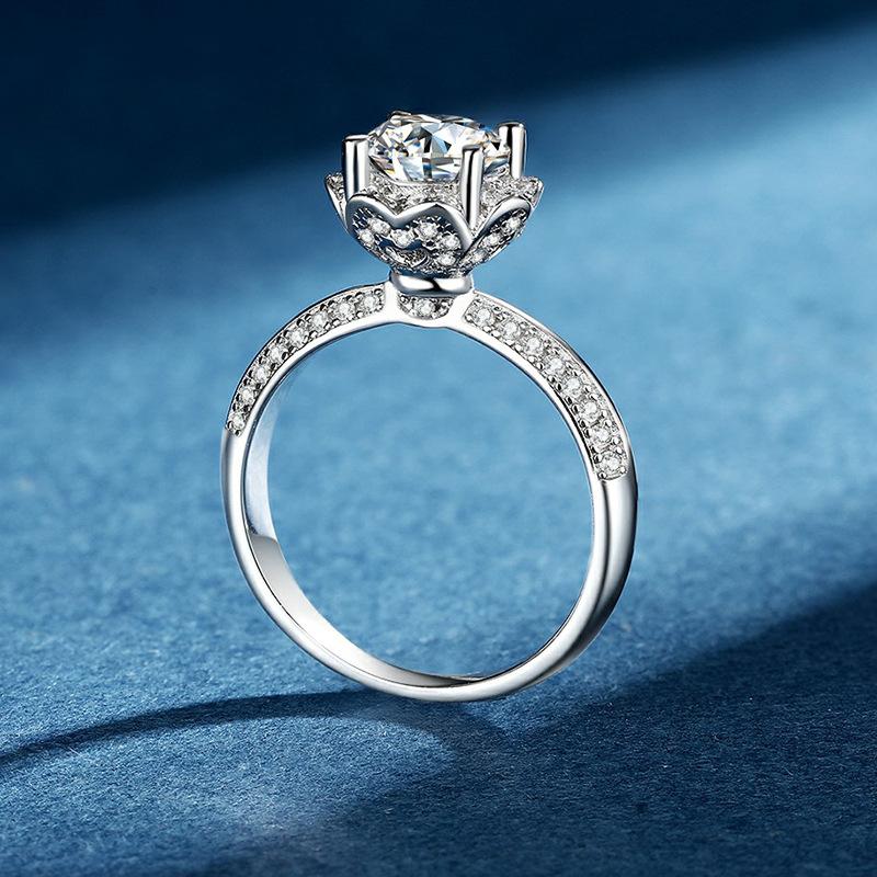 Sweet Ring Women's 1 Carat Moissanite PT950 Platinum - Bouquet Shape Platinum Women's Ring,Festival Gift Option