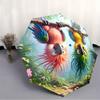 Automatic Open/Close Umbrella with Cute Red & Green Parrots - Folding Compact Travel Umbrella, Windproof, One-Touch Button, Fo