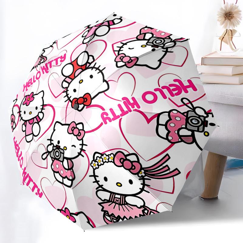 1pc Hello Kitty Automatic Folding Umbrella - 8-Rib Durable Iron Frame, Compact Portable for Daily Travel, Men & Women yy251125239