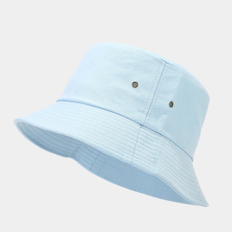 New Men's Copper Buckle Gas Eye Light Plate Bucket Hat Women's Tide Simple Solid Color Casual Basin Hat Spring and Summer Sun Hat