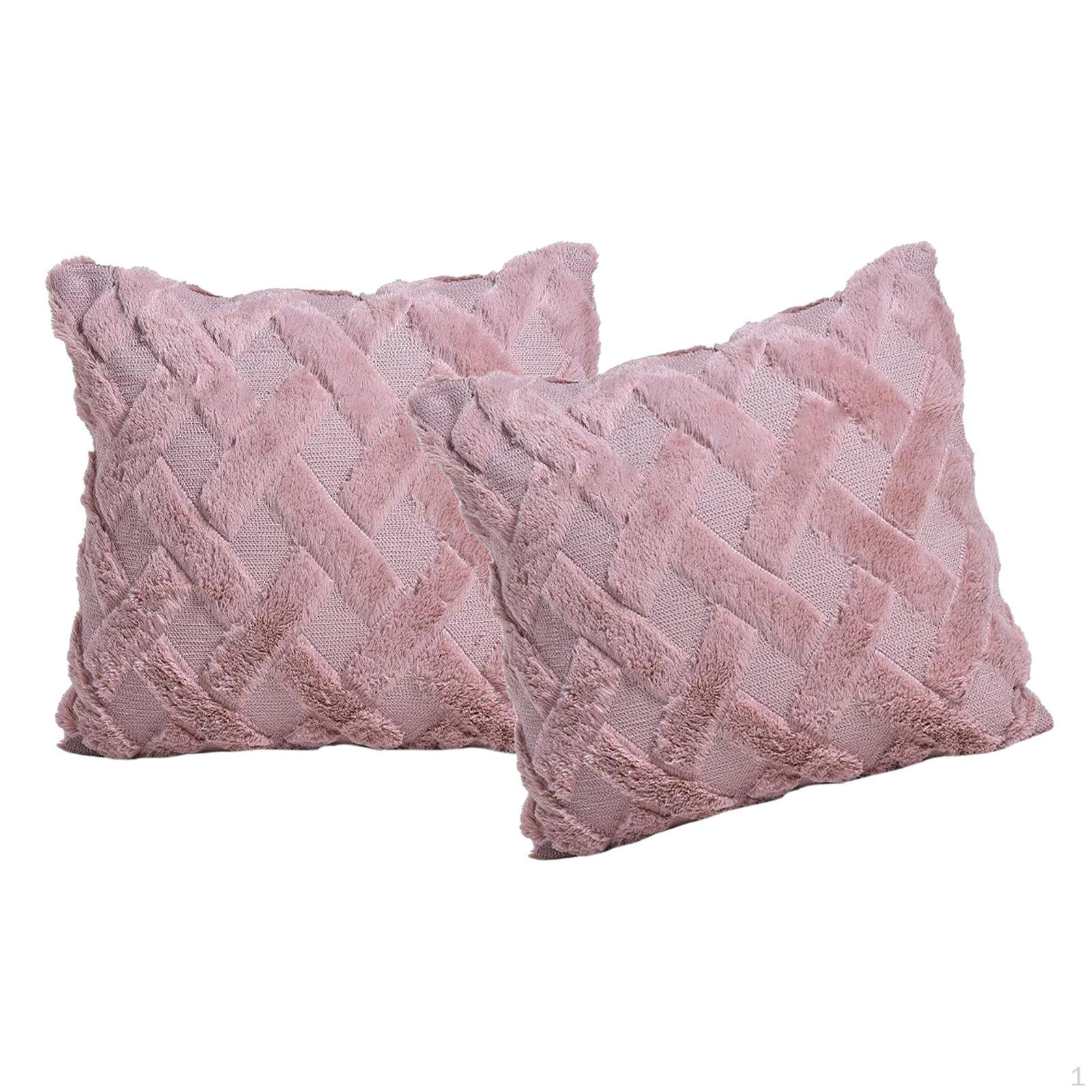 2 Pack Geometric Short Plush Cushion Cover 18 Velvet Pillow Case Home Decor розовый 990₽