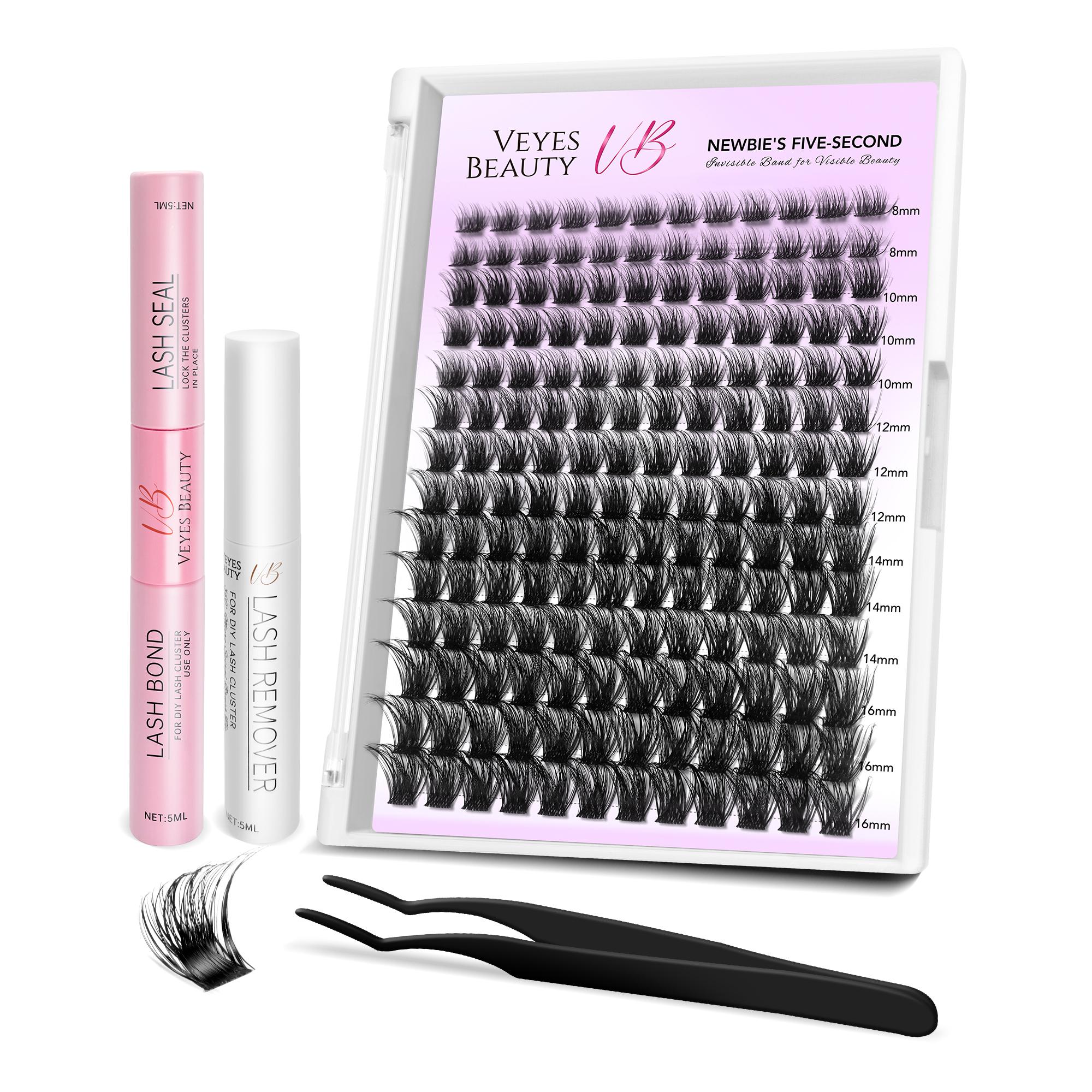 

VeyesBeauty Siren Lash Clusters Клей-герметик Технология Проверено на водостойкость Простая красота 168 пучков 8-16 мм LASH KIT чёрный