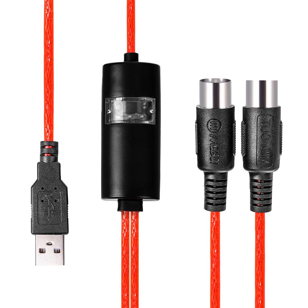 Usb In-Out Midi Cable Converter Pc To Music Keyboard Adapter Cord