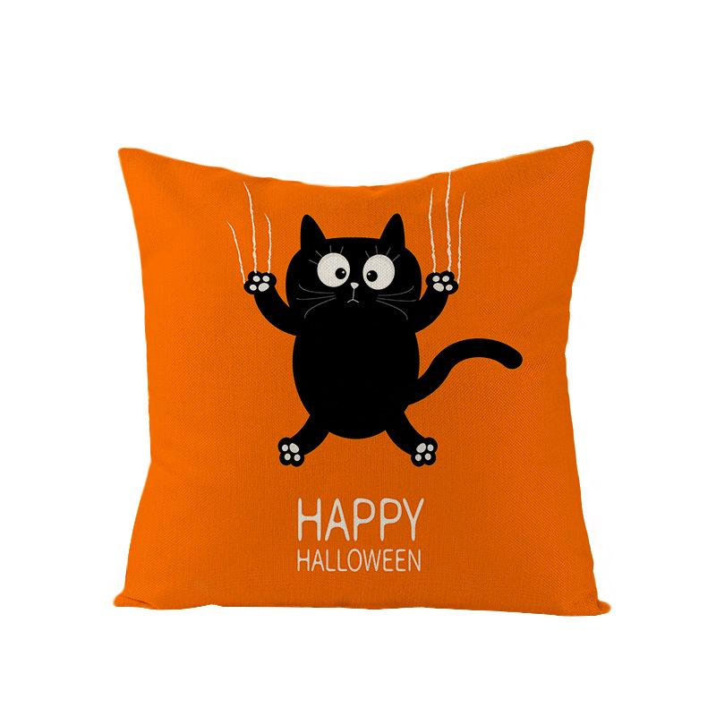 Halloween Pillowcase New Pumpkin Black Cat Series Sofa Cushion Waist Pillowcase Home