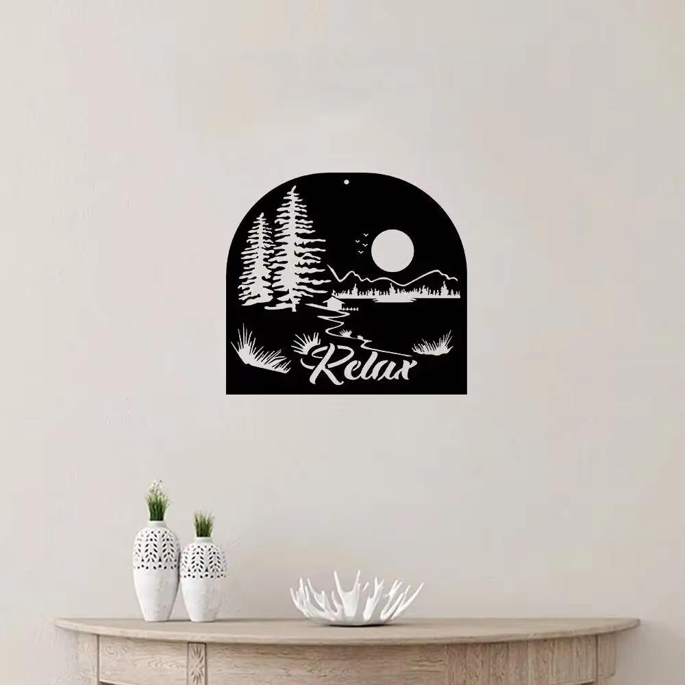 Relax Scenic Landscape Metal Wall Sign: Elegant New Indoor/Outdoor Door Hanger—Perfect for Living Room and Home Decoration