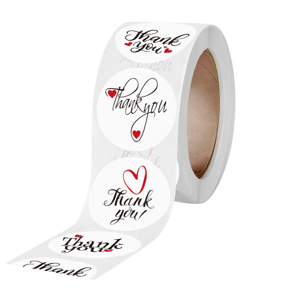 100-500Pcs Round Thank You Stickers Red Heart Labels For Wedding Pretty Gift Cards Envelope decorate Sealing Label Stickers