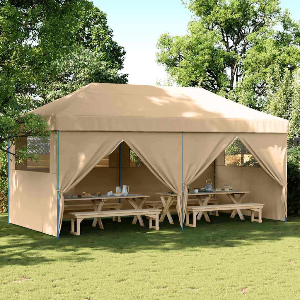 Vidaxl Pop-Up Party Tent with 4 Walls, Beige