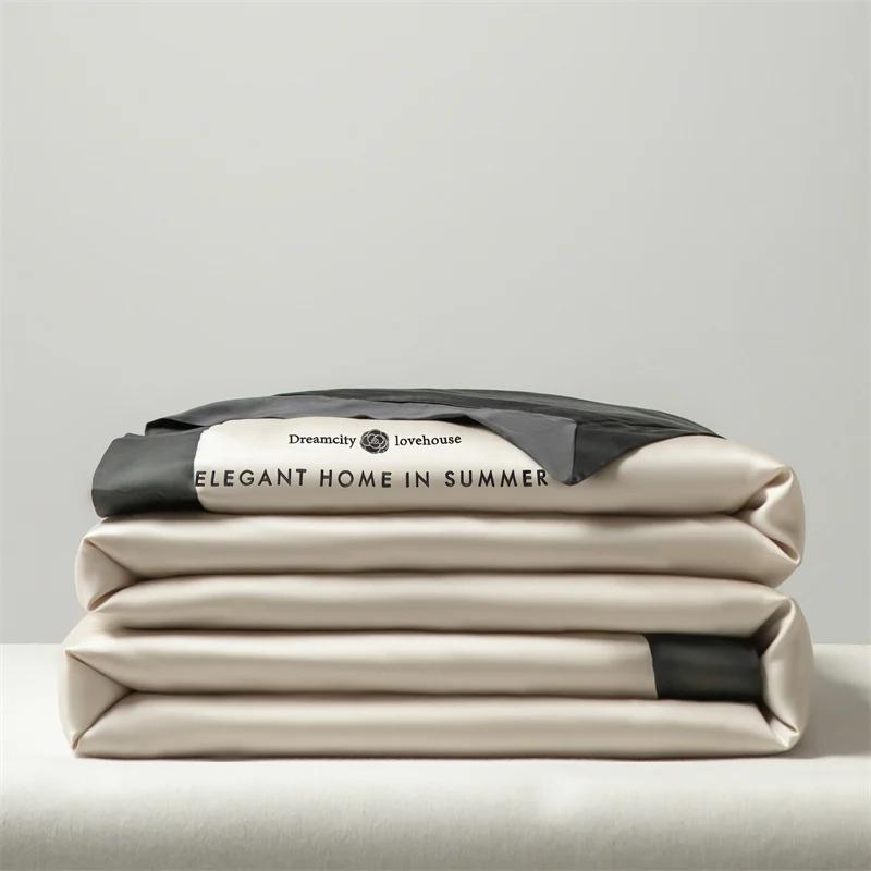 Luksusowy letni zestaw kołdry z jedwabiu lodowego w stylu europejskim, wysokiej klasy haftowany chłodzący koc, zestawy 4/3/1 szt., kołdra klimatyzacyjna